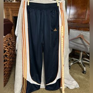 Rare Vintage ADIDAS Track Baller Pants XL Navy Orange White horned stripe NWOT